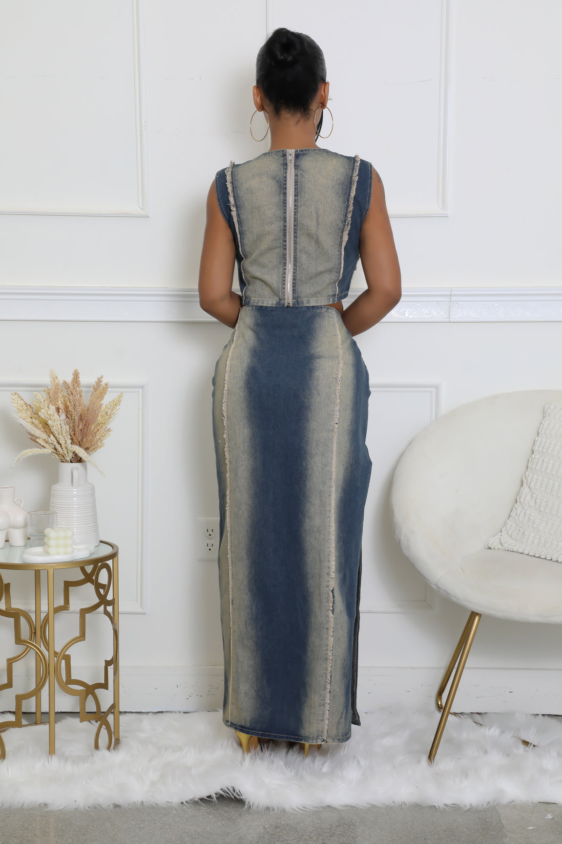 Edge of Midnight Denim Skirt Set