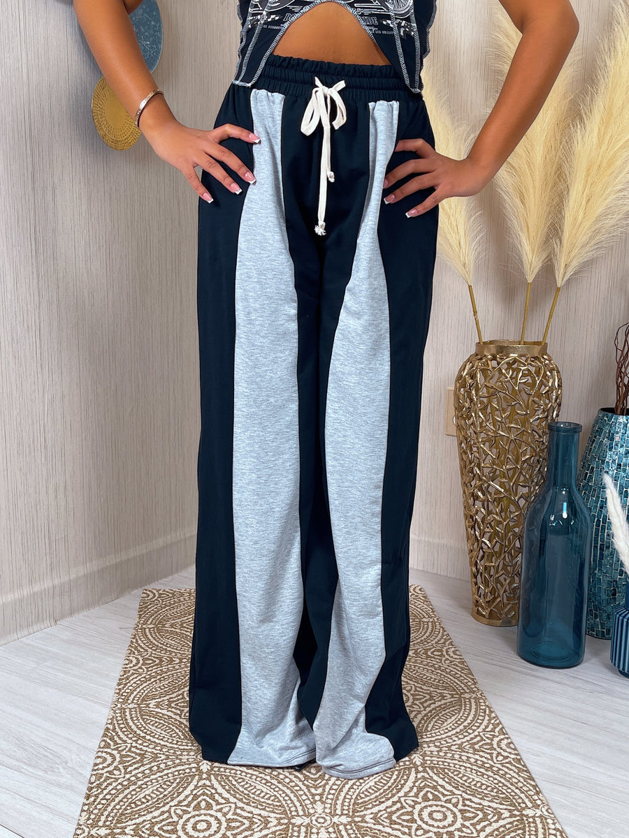 PIN STRIPE DETAIL FRENCH TERRY PANTS