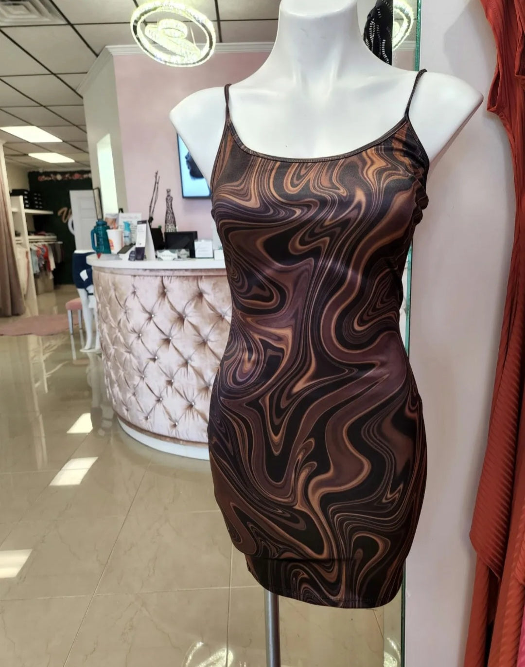 Cascade Print Mini Dress