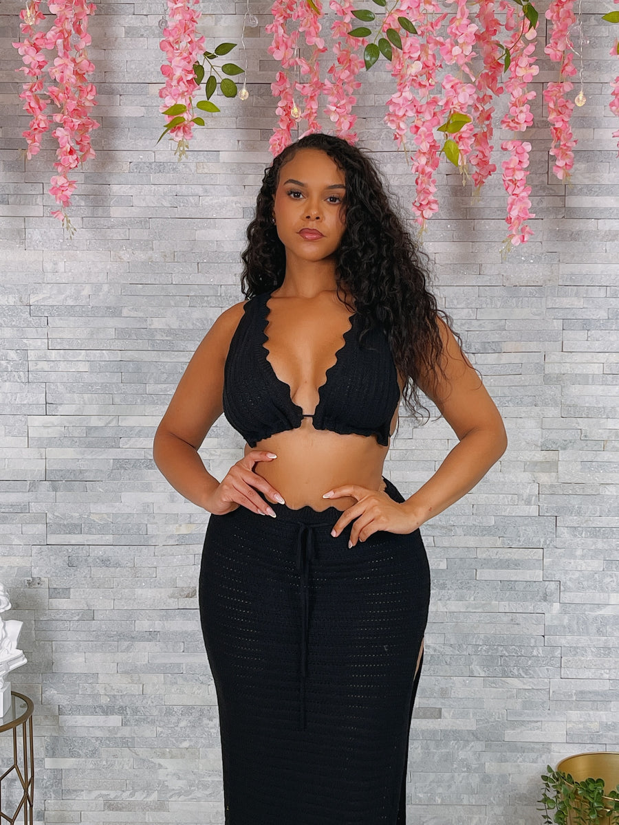 CROCHET BRA TOP & LONG SKIRT SET