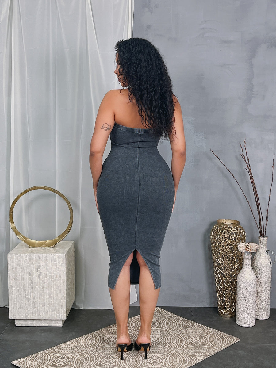 MINERAL WASH TUBE MIDI DRESS