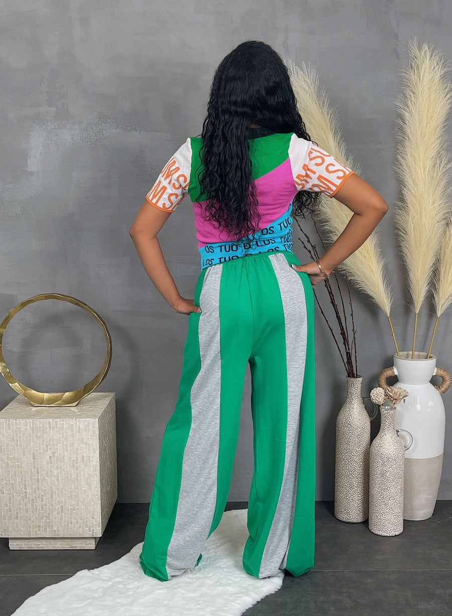 PIN STRIPE DETAIL FRENCH TERRY PANTS