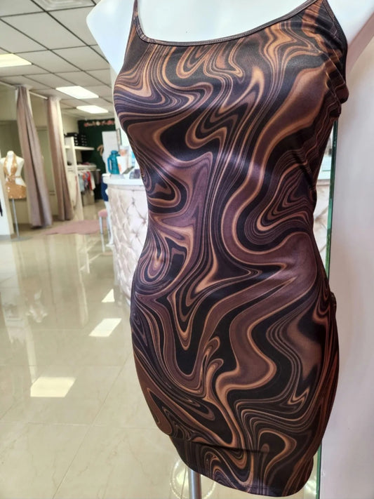 Cascade Print Mini Dress
