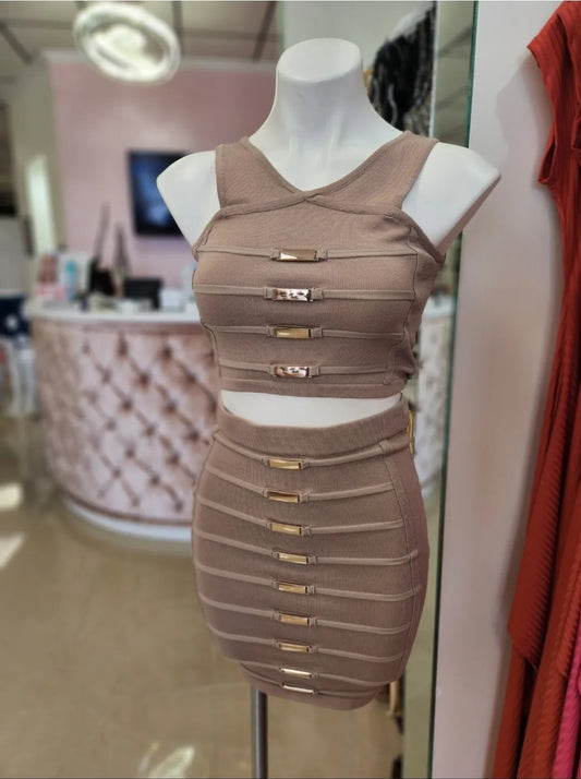 Top Notch Skirt Set Khaki.